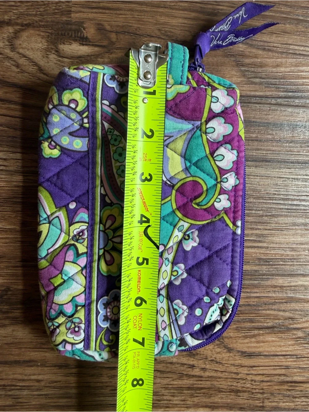 Vera Bradley Purple Heather Floral Quilted Small Makeup Zipper Clutch